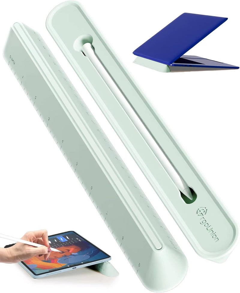 ergounion 3 in 1 Silicone Laptop Stand, Keyboard Riser for Ergonomic Typing/Reading, Portable Laptop Cooling Stand, for Home Office School and Travel, Oval Base, Macaron Green - Image 1